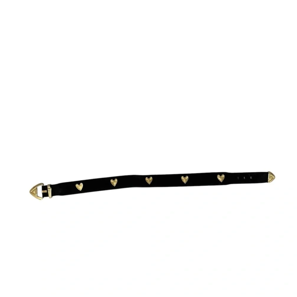 Vintage Escada Suede Leather Heart Black and Gold Women's Belt
